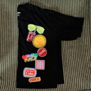 Coca Cola Women’s Baggy-Cropped Tee with Colorful Patches